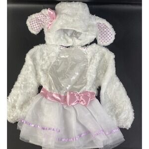 Amscan Lamb Bunny Costume Kids 18-24‎ Months White Pink Faux Fur Tutu Dress Up
